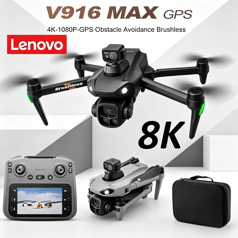 Fpv Brushless Rc Drone 4K - Lenovo V916MAX Drone Profesional 8K HD