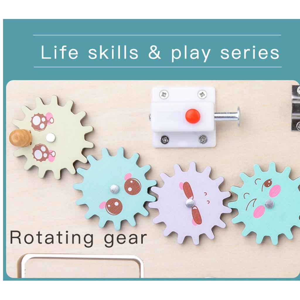 Montessori Wooden Busy Board Toddler - Papan Aktivitas untuk Balita, Mainan Kayu
