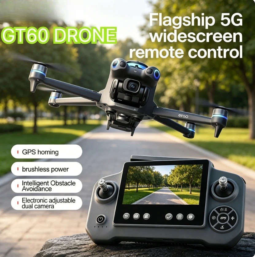 Fpv Brushless Rc Drone 4K - GT60 GPS Foldable RC Quadcopter Layar
