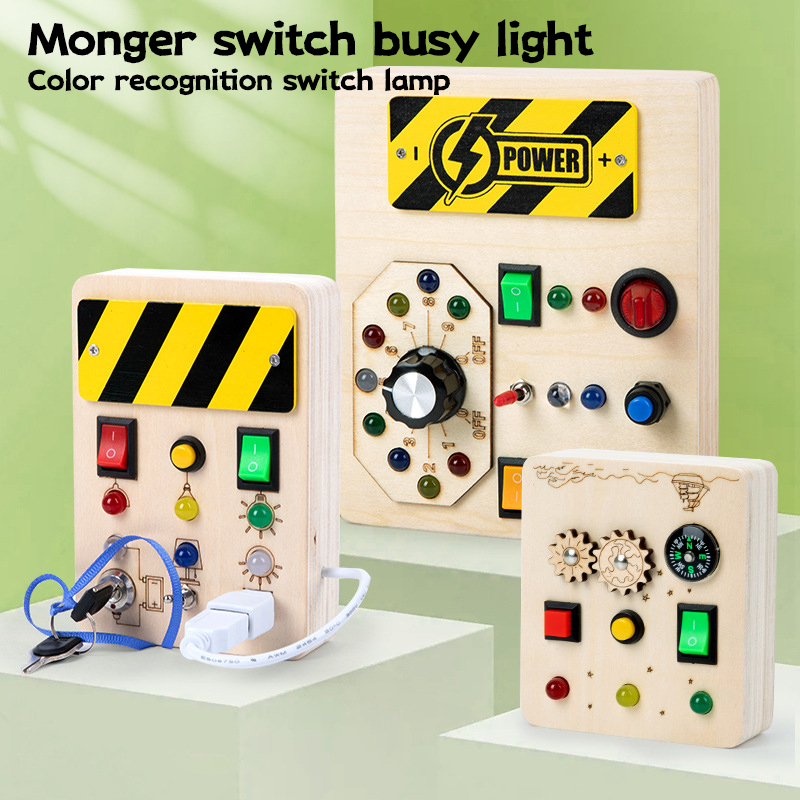 Montessori Wooden Busy Board Toddler - Papan Aktivitas Montessori Mainan Sensorik Bayi