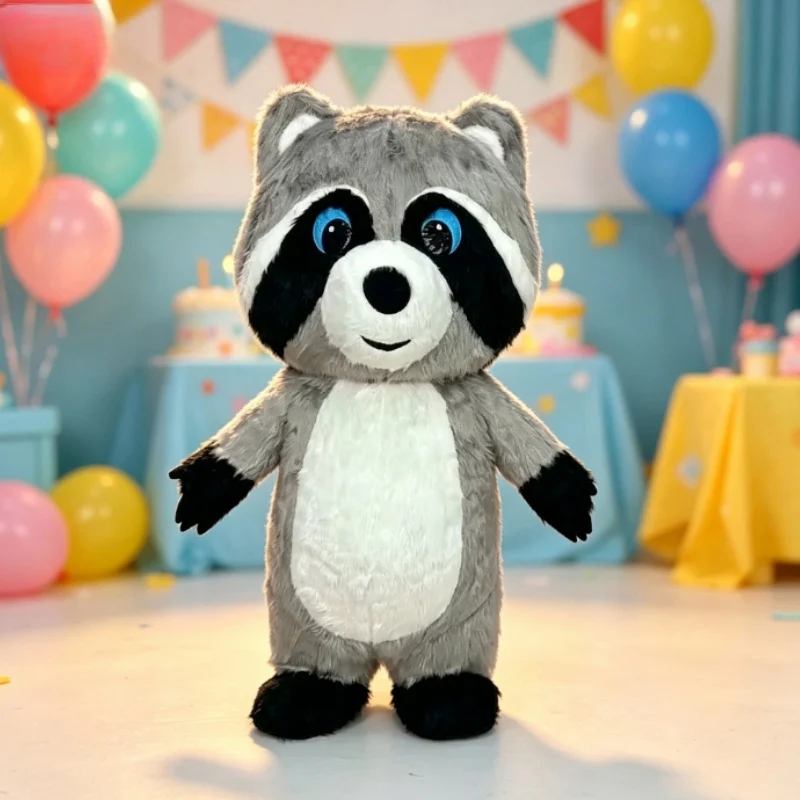 Dolls - Kostum Maskot Rakun Berbahan Beludru Abu-abu