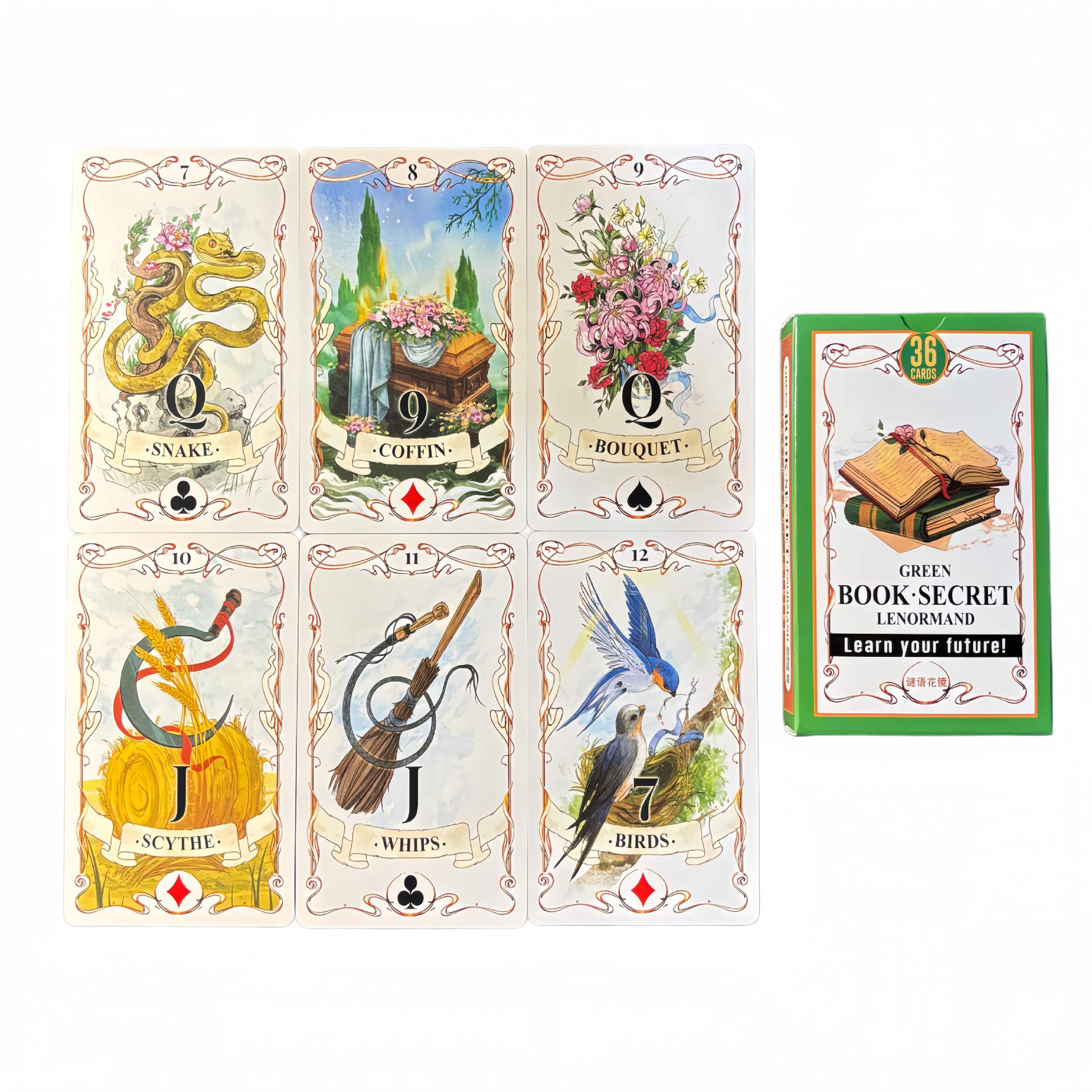 Kartu Ramalan Lenormand Green  - Tarot Cards Deck With Guidebook ulasan dan harga