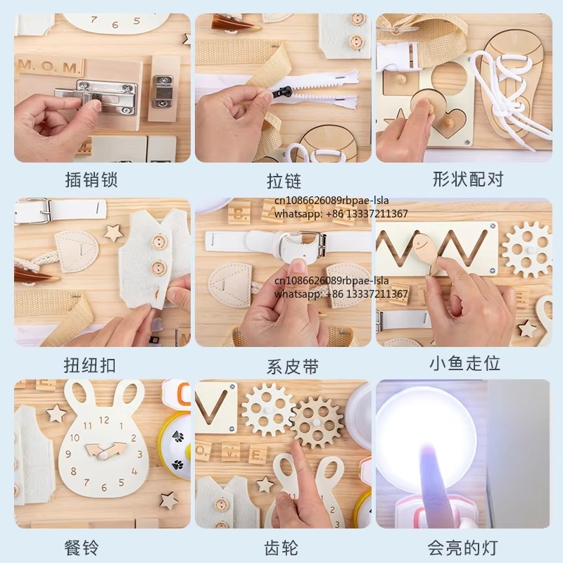 Mainan Aktivitas Sensorik Kayu - Montessori Wooden Busy Board Toddler ulasan dan harga